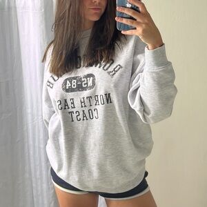 Grey Oversized Fleece Creeneck